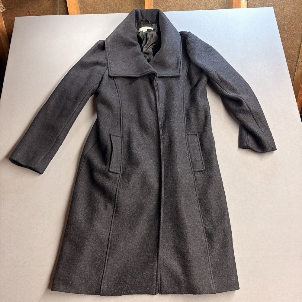 New York & Company Women’s Wool Blend Belted Long Coat Gray Size M